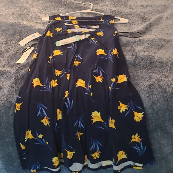 hot pink and navy blue dresses Fit and Flare Short Sleeve Nursing Dress - Navy/Pink Stripe main image 1